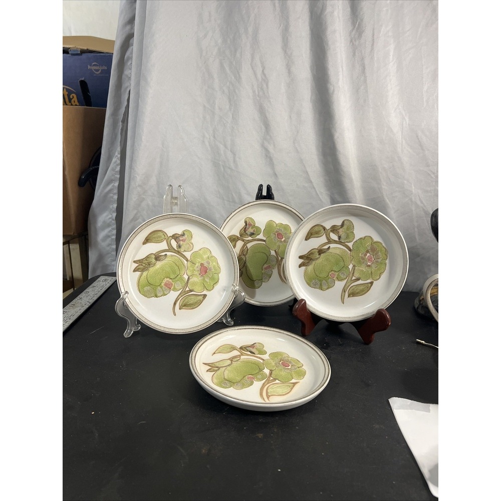 Set of 4 Vintage Denby-Langley Troubadour Bread & Butter Plates 6.5" TRO 1050
